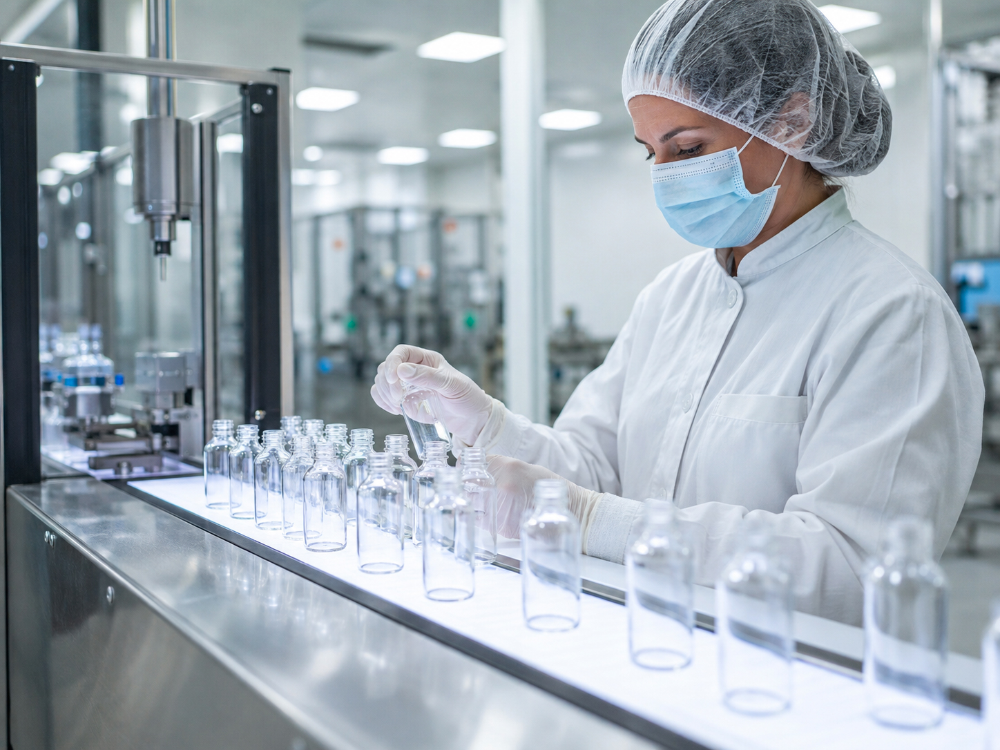 Controllo qualità di flaconi in ambiente sterile per ridurre il rischio di contaminazione nel packaging